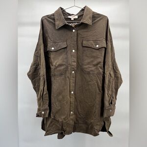 Women’s Shirt/Jacket Peach Love by Dressed In LALA Brown Button-Up Size M